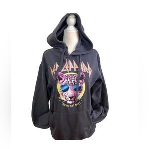 Def Leppard Sweatshirt Hoodie Rock Of Ages Charcoal Gray Size Medium